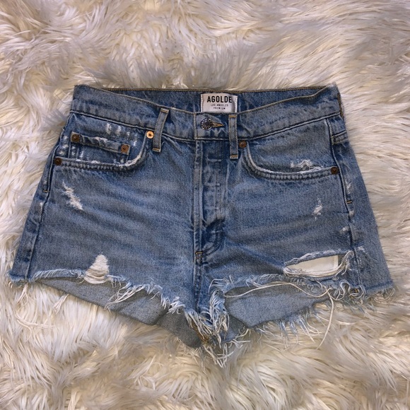 Agolde Pants - Agolde Distressed Denim Shorts